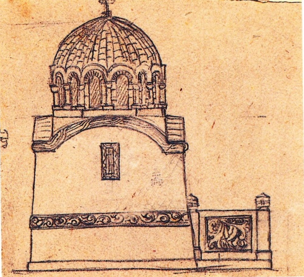 Desen - Storck, Frederick; Schiță de mausoleu în stil bizantin
