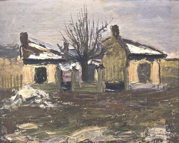 Pictură - Ciucurencu, Alexandru; Peisaj de iarnă cu case