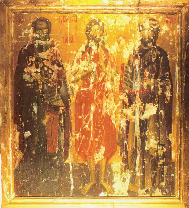icoană; Sfântul Varlaam, Sfântul Alexie Omul lui D-zeu, Sfântul Ioasef; Sfântul militar călare - Dimitrie