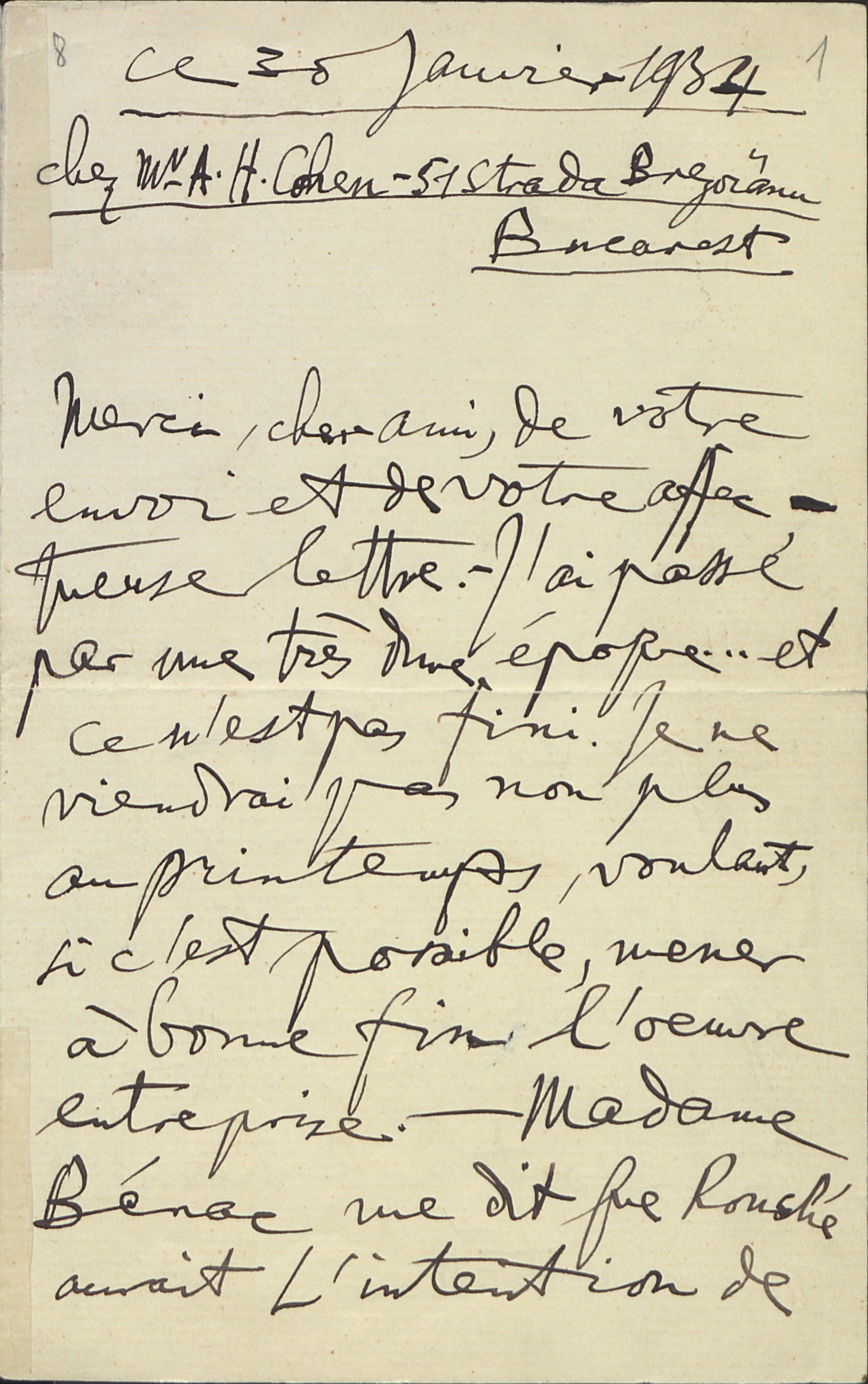 Scrisoare adresată lui Edmond Fleg de către George Enescu