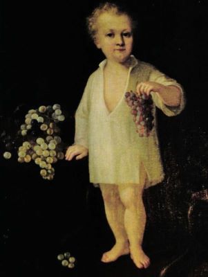 pictură de șevalet - Mihail, Dan; Copil cu struguri