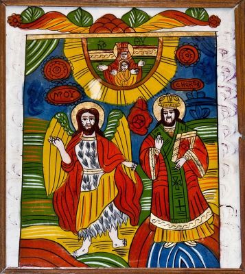 icoană pe sticlă; Sfinții Ioan și Nicolae