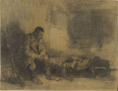 desen - Dumitrescu-Stoica, Ion; Militar de veghe la căpătâiul unui camarad