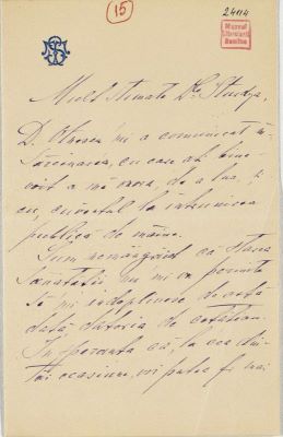 manuscris - Scrisoarea a fost redactată de Toma Stelian; Scrisoare adresată de Toma Stelian lui Dimitrie A. Sturdza, datată „13 ianuarie 1901“