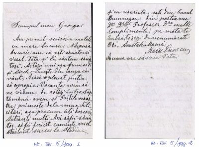 Maria Enescu; Enescu, Costache; Scrisoare de adresată de Maria și Costache Enescu fiului lor George Enescu