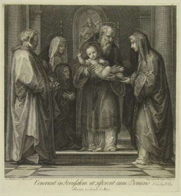gravură - Campanella, Angelo; (SC.); Porta, Baccio della, numit Fra Bartolomeo di San Marco; (PX.); Hamilton, Gavin; (EX.); [Prezentarea lui Isus la Templu]