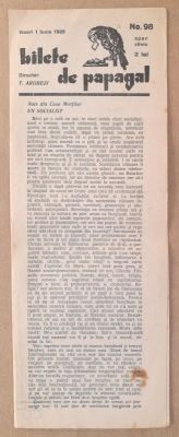 ziar (tabletă) - Arghezi, Tudor; Bilete de papagal, nr. 98