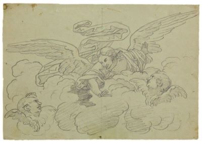 desen - Tattarescu, Gheorghe; Compoziție - înger cu heruvimi