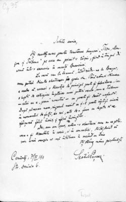 scrisoare de mulțumire - Pușcariu, Sextil; Sextil Pușcariu către A. Vaida Voevod, Cernăuți, 7 iunie 1911