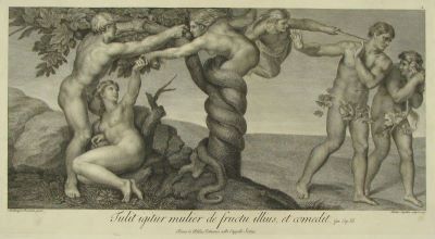 gravură - Capellan, Antonio; (SC.); Michelangelo; (PX.); Hamilton, Gavin; (EX.); [Tentația; Izgonirea din Paradis]