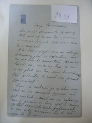  ; Scrisoarea lui Nicolae Titulescu către Nicolae Raicoviceanu
