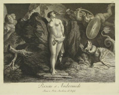 gravură - Volpato, Giovanni; (SC.); Caldara, Polidoro da Caravaggio; (PX.); Hamilton, Gavin; (EX.); Perseus et Andromede; (Perseu și Andromeda)