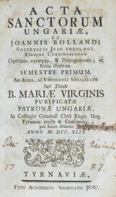 carte veche - Jean Bolland, autor; Acta Sanctorum Hungariae ex Joannis Bollandini