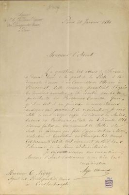 corespondență - Document redactat de Iancu Alecsandri; Scrisoare datată „30 ianuarie 1863, Paris”, adresată de Iancu Alecsandri lui Costache Negri