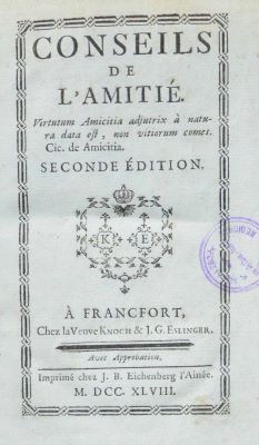 carte veche - Jacques Pernetti, autor; Conseils de l’amitié
