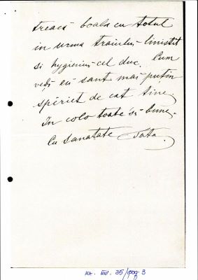 Scrisoare trimisă de Costache Enescu fiului său Enescu, George