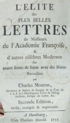 carte veche - Charles Mouton, autor; Kern auserlesener Briefe, welche von Mitgliedern der Französischen Academie und andern berühmten Schriftstellern