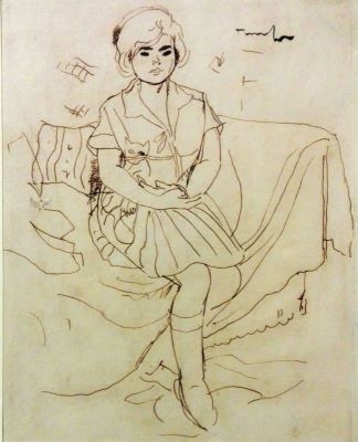 desen - Tonitza, Nicolae; Fetiță: Schiță pentru pictura „Muza pamfletarului”