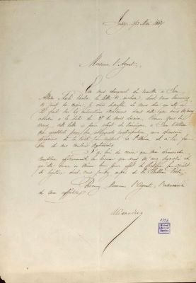 corespondență - Scrisoarea a fost redactată de Iancu Alecsandri.; Scrisoare datată „3/15 mai 1862, Paris“, adresată de Iancu Alecsandri lui Costache Negri.
