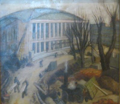 pictură de șevalet - Eleutheriade, Michaela; Sala Palatului în construcție