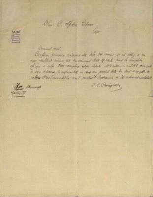 corespondență - Documentul a fost redactat de I. L. Caragiale.; Scrisoare a lui I. L. Caragiale către librarul C. Sfetea, datată 27 aprilie 1892.