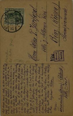 corespondență - Documentul a fost redactat de I.L. Caragiale.; Carte poștală expediată din Berlin de I.L. Caragiale lui Paul Zarifopol, cu un mesaj nedatat.