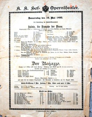Tipografia Curții de la Viena; Afiș al spectacolului muzical-teatral al operei din Viena