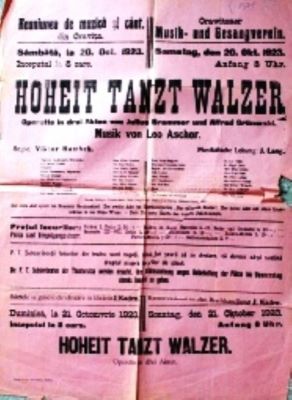 Tipografia Iosef Kaden; Afiș al operetei în trei acte „Hoheit Tanz Waltzer”
