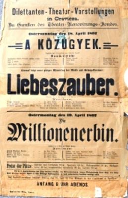 afiș - Tipografia Karl Wunder; Reprezentația de teatru și comedie din ziua de Paști