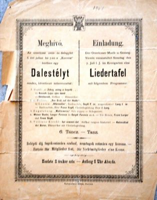 Tipografia I. Kehrer; Invitație la un program de muzică și dans