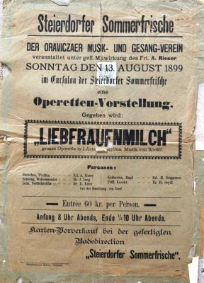 Tipografia I. Kehrer; Afiș al spectacolului de operetă „Lieberfrauenmilch”