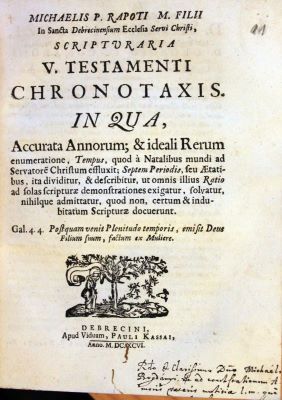 carte veche - Michaelis P. Rapoti; V. Testamenti Chronotaxis […]