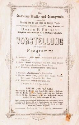 Tipografia Karl Wunder; Invitație la spectacolul de muzică clasică