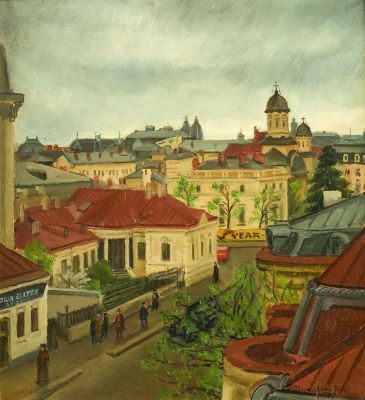 pictură de șevalet - Moscu, Adina Paula; Str(ada) Clemenței (vedere spre actuala stradă C.A. Rosetti și strada Boteanu)