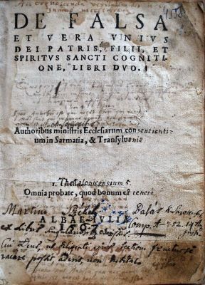 carte veche; De falsa et vera unius Dei Patris, filiis, et Spiritus Sancti cognitione