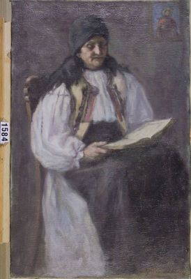 pictură de șevalet - Cabadaeff Drăgan, Maria; Țărancă citind