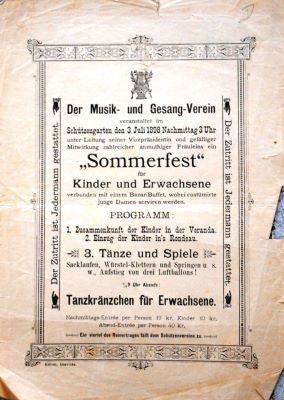 Tipografia I. Kehrer; Afiș cu programul pentru „Sommerfest”
