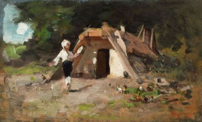 tablou - Grigorescu, Nicolae; Țărăncuță cu fuior