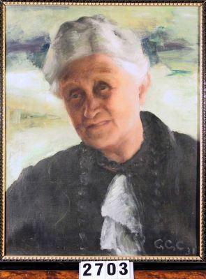 pictură de șevalet - Csáki-Kopony, Grete; Portretul lui Johanna Schreiber (În Registrul inventar: Portretul lui Johann Scheiber)