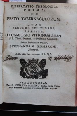 carte veche - Vitringa, Campegius (Defens. Stephanus G. Komaromi); Dissertatio theologica prima de festo tabernaculorum