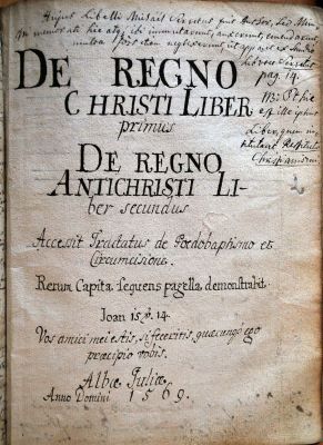 carte veche; [De regno Christi, Liber primus…]