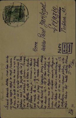 corespondență - Documentul a fost redactat de I.L. Caragiale.; Carte poștală adresată, din Charlottenburg, de I.L. Caragiale lui Paul Zarifopol, aflat la Leipzig