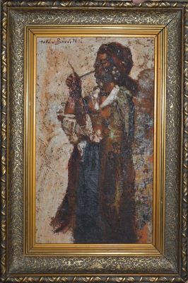 pictură de șevalet - Băncilă, Octav; Țigancă cu pipă