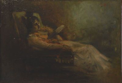 pictură de șevalet - Luchian, Ștefan; Femeie citind