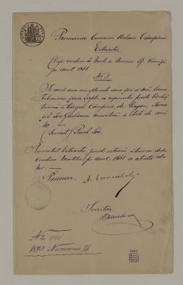 manuscris - Actul a fost redactat în cadrul „Primăriei Comunei Urbane Câmpina“; Înregistrarea decesului lui Iane, ginerele lui Ion Gârbăcică, extrasă din condica de morți a Bisericii „Sf. Voievozi“ din Câmpina pe anul 1861