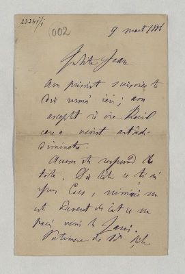 manuscris - Mihail Kogălniceanu - autor; Scrisoare trimisă de Mihail Kogălniceanu fiului său, Ion, pe 9 martie 1886, din București