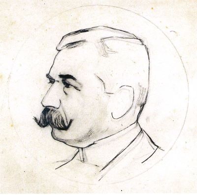 desen - Storck, Frederick; Profil de bărbat cu mustață