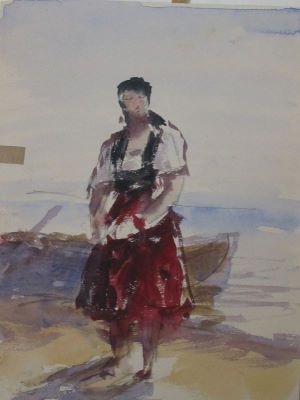 desen - Szathmári, Carol Popp de; emeie lângă barcă