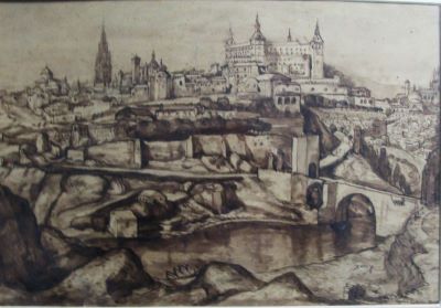 desen - Cuțescu-Storck, Cecilia; Vedere generală spre Alcazar, Toledo