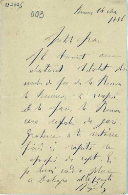 manuscris - Mihail Kogălniceanu - autor; Scrisoare trimisă de Mihail Kogălniceanu fiului său, Ion, pe 14 mai 1886, din București
